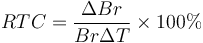 RTC = \frac{\Delta Br}{Br \Delta T} \times 100%